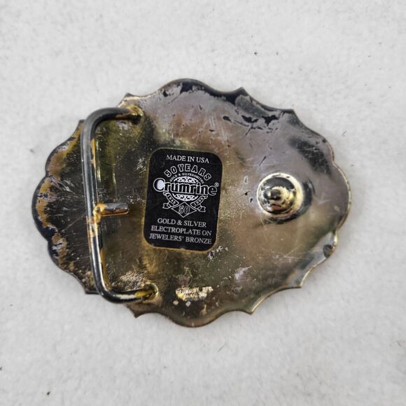 Vintage Crumrine Heavy Silver On Jewelers Bronze Reno Wild Horses Belt Buckle - Picture 2 of 6